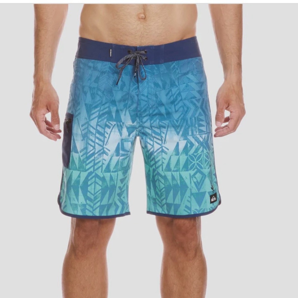 Quiksilver Aqua and Navy Men's Swim Trunks